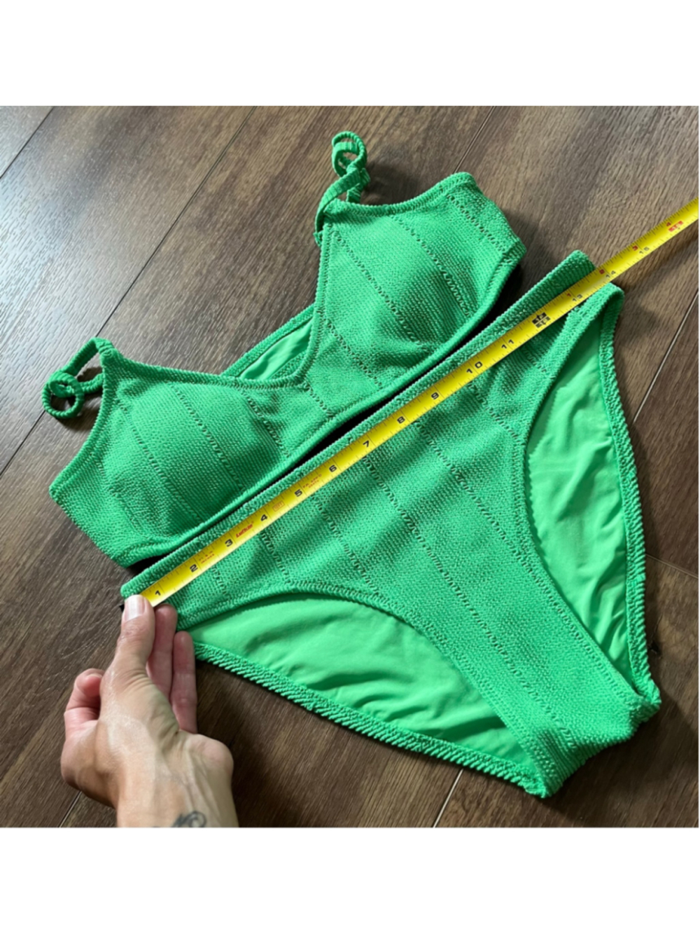 Aerie Green Textured Scoop Bikini Set Size S - Picture 4 of 10